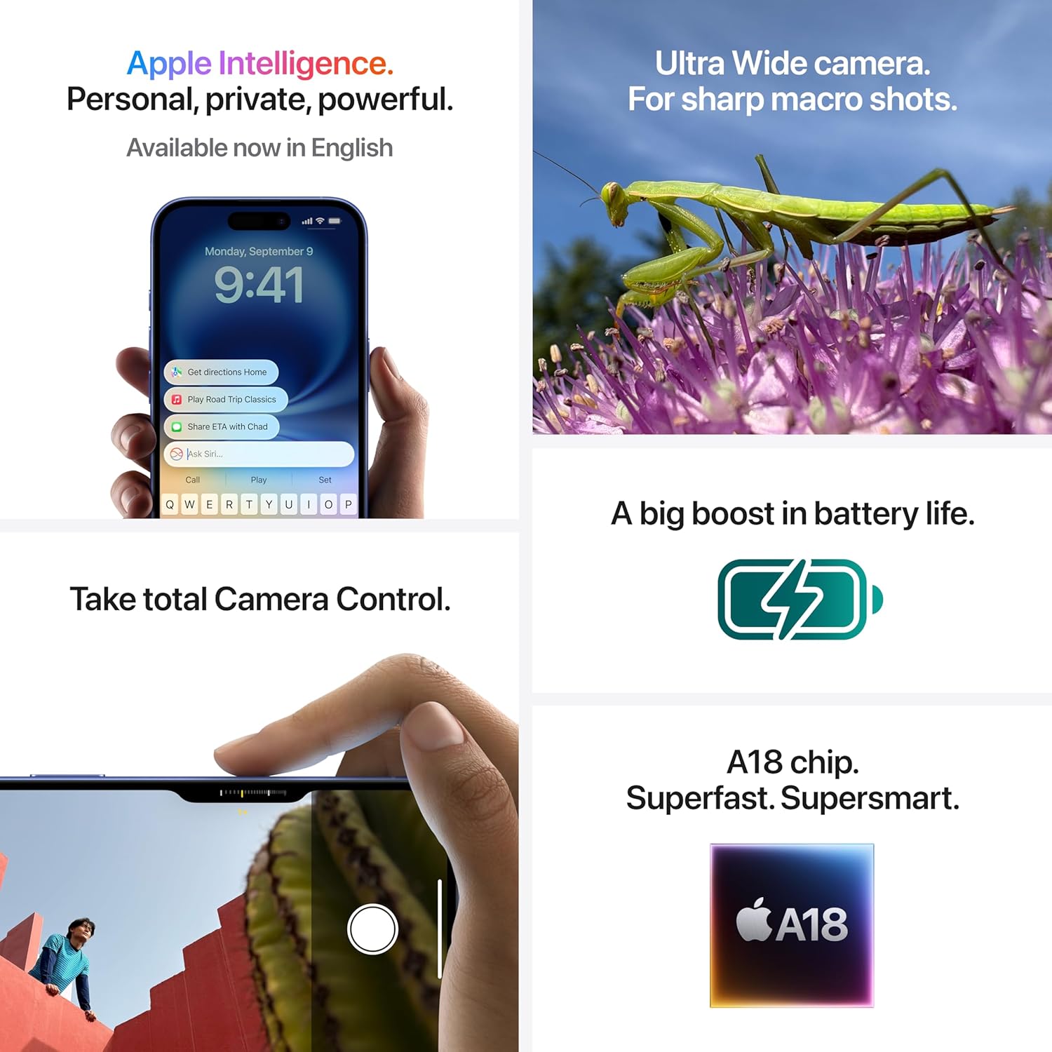 iphone 16 128 gb: 5g mobile phone with camera control, a18 chip and a big boost in battery life. works with airpods; black iphone 16 128 gb: 5g mobile phone with camera control, a18 chip and a big boost in battery life. works with airpods; black